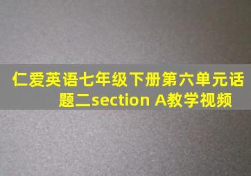 仁爱英语七年级下册第六单元话题二section A教学视频